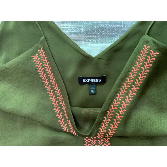 Express Green/Orange Stitching Strappy Tank Top XL - Picture 4 of 6